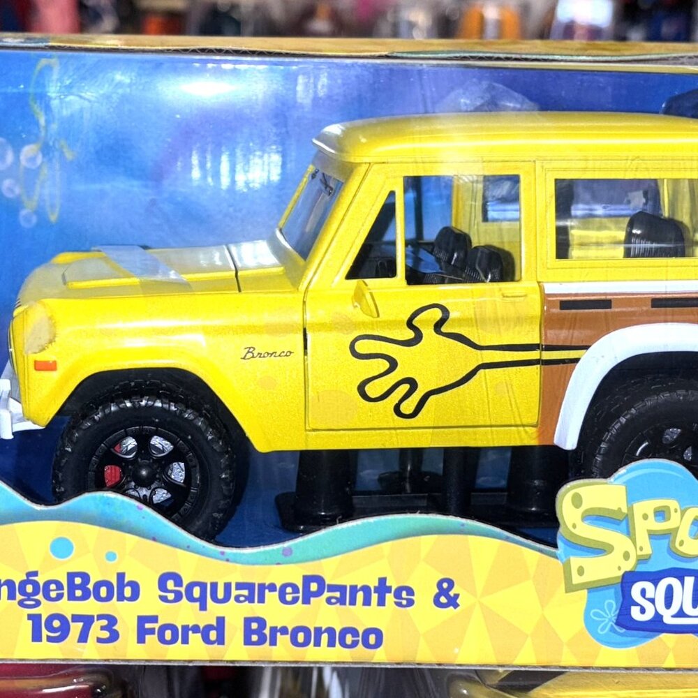 Jada Toys 1:24 SpongeBob SquarePants 1973 Ford Bronco Die‑Cast Vehicle + SpongeB